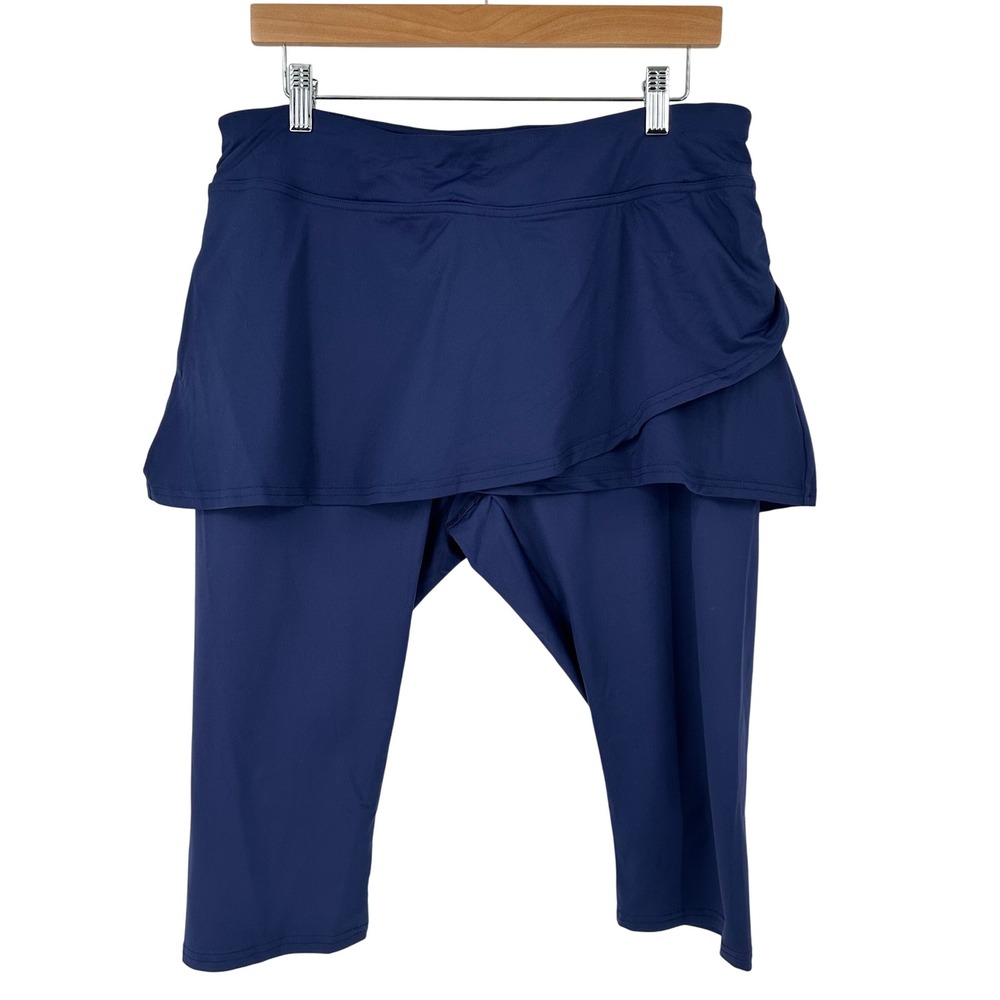 Lands' End Skirted Capris Swim‎ Bottoms Womens L Petite Navy
